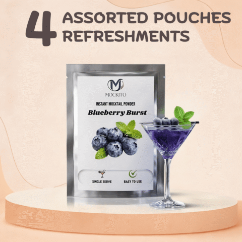 Blueberry Burst Mocktail Mixer | 4 Sachets – Refreshing Non-Alcoholic Drink Blend for Summer & Parties