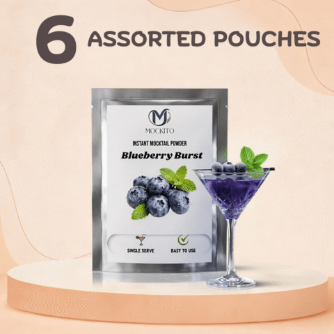 Blueberry Burst Mocktail Mixer | 6 Sachets – Refreshing Non-Alcoholic Drink Blend for Summer & Parties