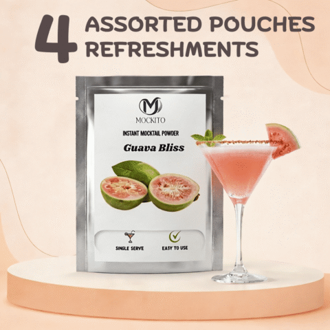 Guava Bliss Mocktail Mixer | 4 Sachets | Refreshing Non-Alcoholic Summer Drink for Parties