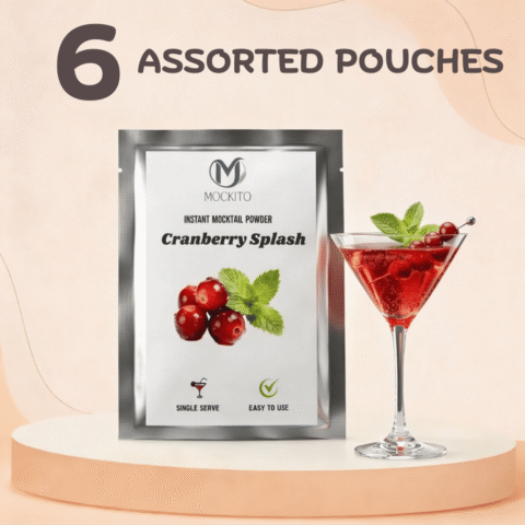 Cranberry Splash Mocktail Mixer | 6 Sachets | Refreshing Non-Alcoholic Drink for Summer & Parties