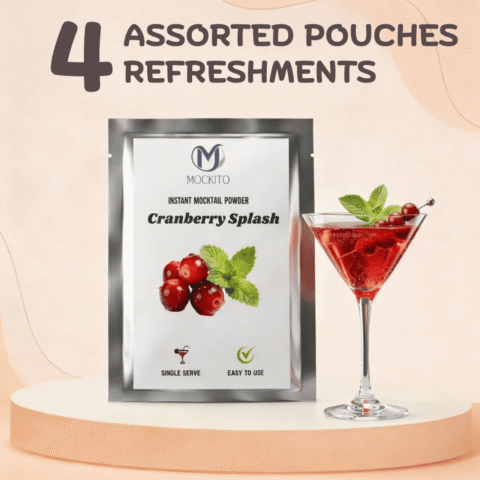 Cranberry Splash Mocktail Mixer | 4 Sachets | Refreshing Non-Alcoholic Drink for Summer & Parties